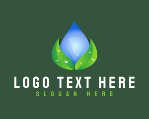 Alkaline - Water Drop Leaf logo design