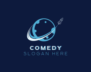 Space Moon Rocket Logo