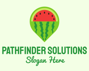 Watermelon Navigation Pin logo design