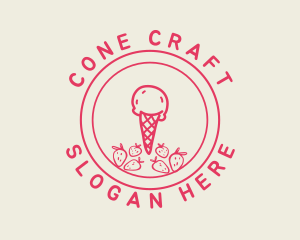 Strawberry Ice Cream logo design