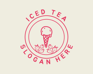 Strawberry Ice Cream logo design