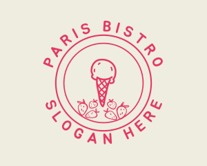 Strawberry Ice Cream logo design