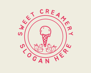 Strawberry Ice Cream logo design