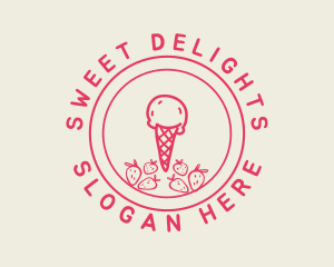 Strawberry Ice Cream logo design