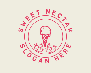 Strawberry Ice Cream logo design