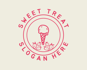 Strawberry Ice Cream logo design