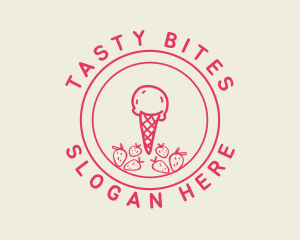 Flavor - Strawberry Ice Cream logo design