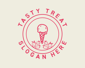 Yummy - Strawberry Ice Cream logo design