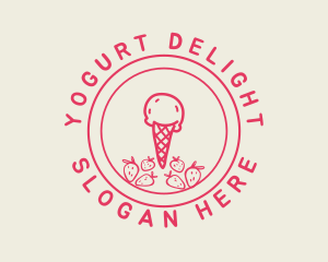 Yogurt - Strawberry Ice Cream logo design