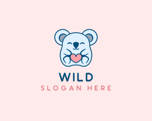 Cute - Koala Bear Heart logo design