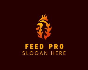 Flame Chicken Rooster  logo design