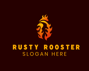 Flame Chicken Rooster  logo design