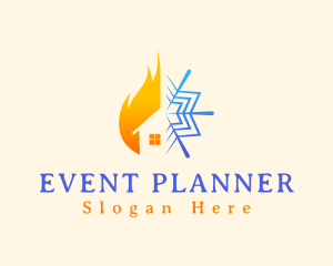 Temperature - Snowflake Flame House logo design