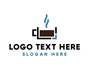 Tearoom - Hot Coffee Cup logo design