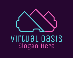 Vr - Neon VR Goggles logo design