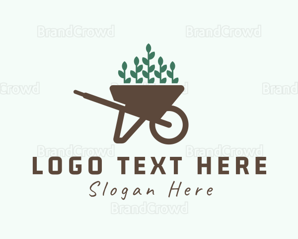 Wheelbarrow Plant Seedling Logo