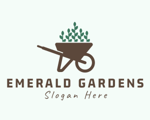 Wheelbarrow Plant Seedling logo design