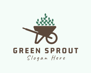 Wheelbarrow Plant Seedling logo design