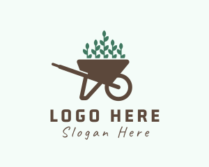 Farmer - Wheelbarrow Plant Seedling logo design