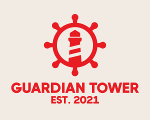 Red Nautical Lighthouse  logo design