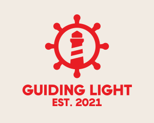 Red Nautical Lighthouse  logo design