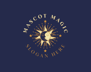 Mystical Sun Moon Face logo design