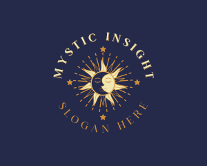 Psychic - Mystical Sun Moon Face logo design
