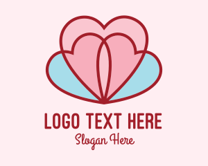 3d Style - Lovely Lotus Hearts logo design