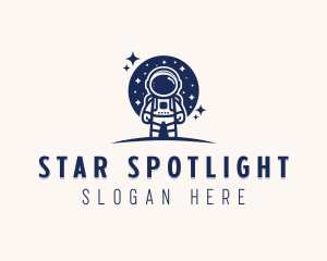 Planet Moon Astronaut logo design