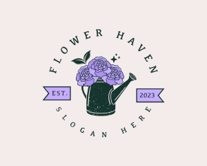 Watering Can Flower logo design