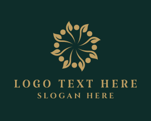 Gold - Leaf Wreath Wellness logo design