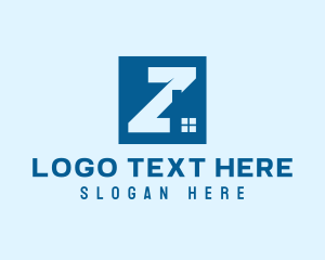 Village - Blue Housing Letter Z logo design