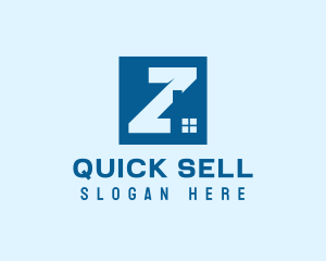 Sell - Blue Housing Letter Z logo design