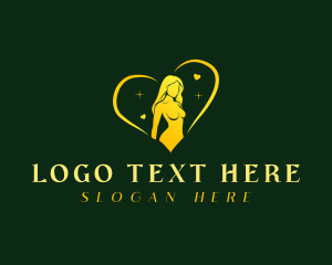 Seductive - Heart Woman Body logo design