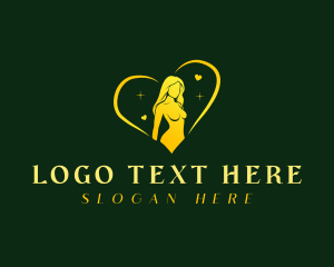 Alluring - Heart Woman Body logo design