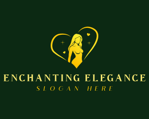Alluring - Heart Woman Body logo design
