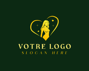 Erotic - Heart Woman Body logo design