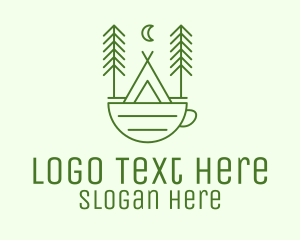 Caffeine - Green Tent Cafe logo design