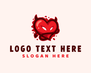 Naughty - Bloody Devil Heart logo design
