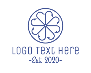Blue Circle - Fisherman Hook Badge logo design