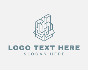 Storage - Line Skyscraper Box logo design