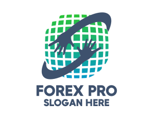 Forex - Pixel World Hands logo design