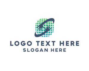 Globe - Pixel Globe Hands logo design