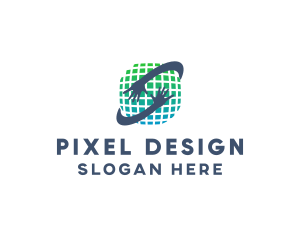 Pixel Globe Hands  logo design