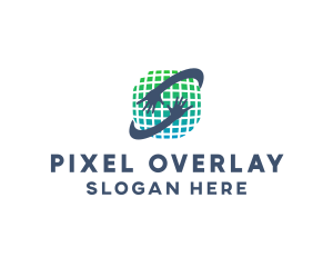 Pixel Globe Hands  logo design