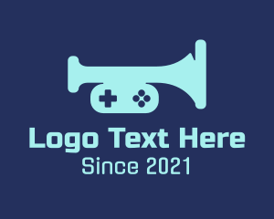 Controller - Blue Gaming Trumpet logo design