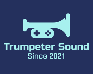 Trumpeter - Blue Gaming Trumpet logo design