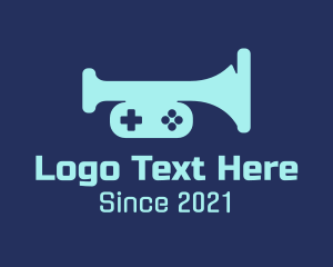Joystick - Blue Gaming Trumpet logo design