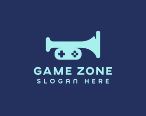 Blue Gaming Trumpet  logo design