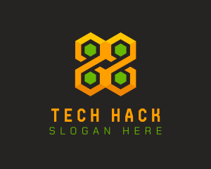 Hexagonal Cube Tech logo design